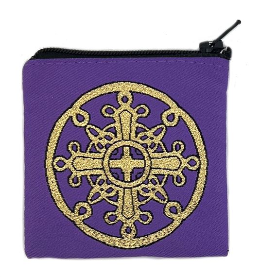 PURPLE & GOLD TAPESTRY ROSARY POUCH