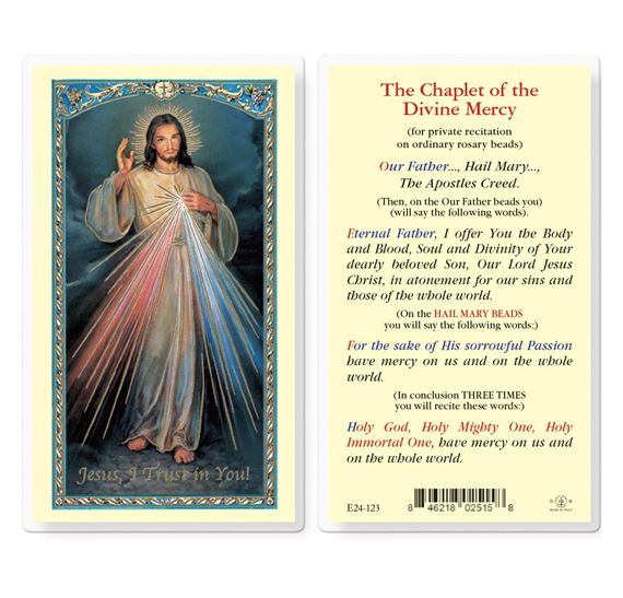 LAMINATED HOLY CARD - CHAPLET OF DIVINE MERCY