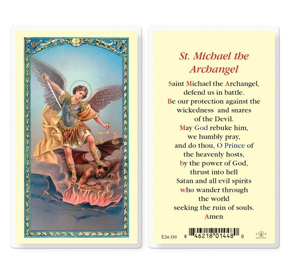 LAMINATED HOLY CARD - ST. MICHAEL THE ARCHANGEL