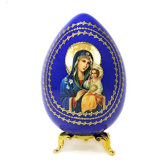 VIRGIN OF THE ETERNAL BLOOM  WOOD EGG ICON