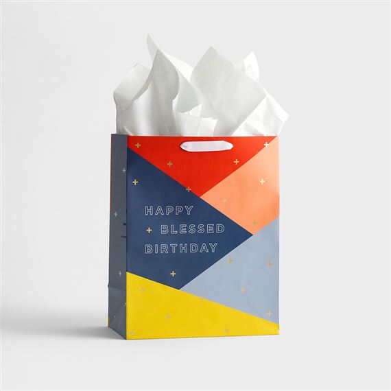 HAPPY + BLESSED BIRTHDAY - GIFT BAG (WITH TISSUE PAPER)