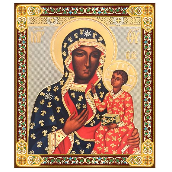 OUR LADY OF CZESTOCHOWA ICON WITH EASEL BACK
