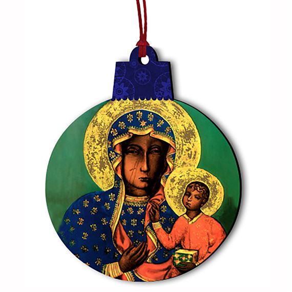 OUR LADY OF CZESTOCHOWA WOOD ORNAMENT