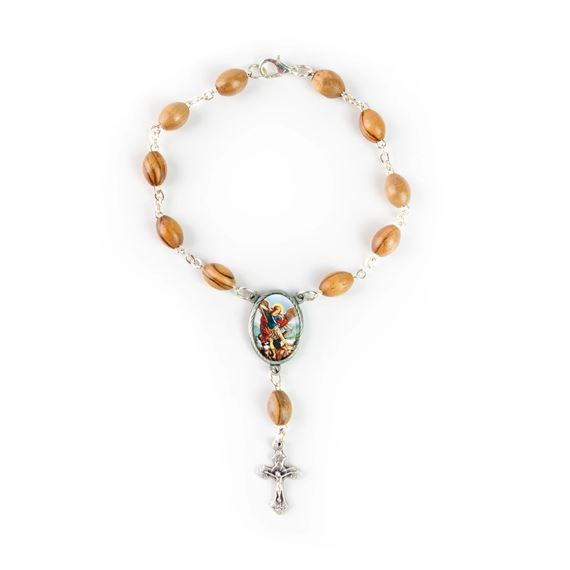 ST.  MICHAEL OILVE WOOD AUTO ROSARY