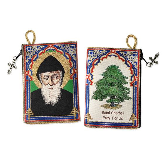 ST. CHARBEL - TAPESTRY ROSARY POUCH
