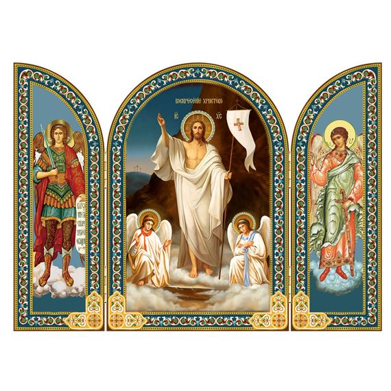 RESURRECTION OF CHRIST ICON TRIPTYCH