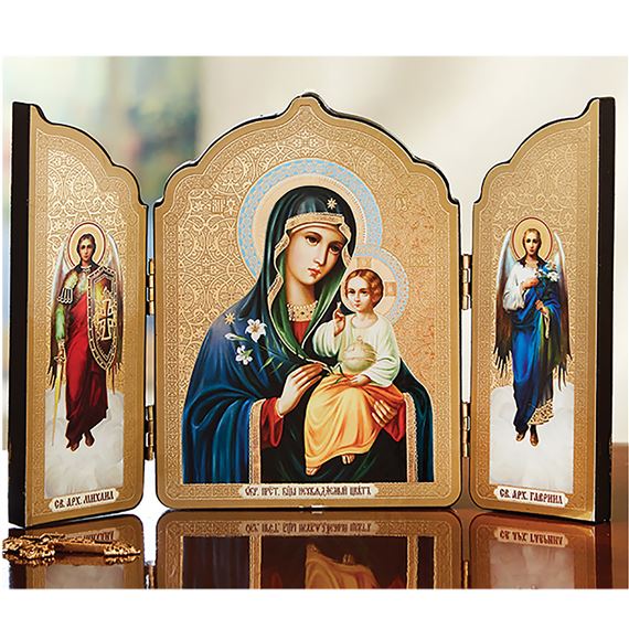 VIRGIN OF THE ETERNAL BLOOM ICON TRIPTYCH