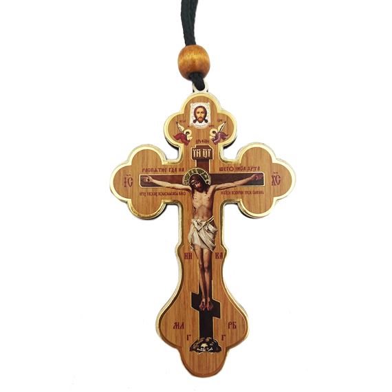 MINIATURE THREE BAR LOBED CRUCIFIX WITH CORD