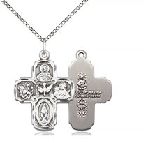 SPANISH 5-WAY STERLING SILVER PENDANT WITH CHAIN - 1" x 3/4"