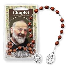 PADRE PIO WOOD BEAD CHAPLET