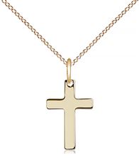 14KT GOLD FILLED CROSS PENDANT WITH CHAIN - 1/2" x 3/8"