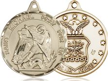 14KT GOLD ST MICHAEL MEDAL - 1 3/8" x 1 1/4"