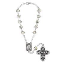 RHINESTONE BEAD AUTO ROSARY WITH 4-WAY CROSS