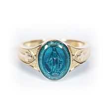 14kt Gold Miraculous Ring with Blue Epoxy