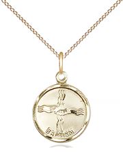 14KT GOLD FILLED BAPTISM PENDANT WITH CHAIN - 5/8" x 1/2"