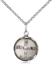 STERLING SILVER BAPTISM PENDANT WITH CHAIN - 5/8" x 1/2"