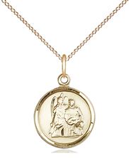 14KT GOLD FILLED ST RAPHAEL PENDANT WITH CHAIN - 5/8" x 1/2"