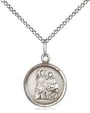 STERLING SILVER ST RAPHAEL PENDANT WITH CHAIN - 5/8" x 1/2"