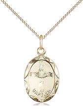 14KT GOLD FILLED BAPTISM PENDANT WITH CHAIN - 3/4" x 3/8"