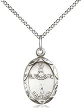 STERLING SILVER BAPTISM PENDANT WITH CHAIN - 3/4" x 3/8"