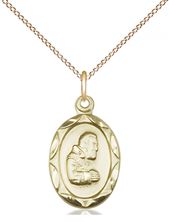 14KT GOLD FILLED ST PIO OF PIETRELCINA PENDANT WITH CHAIN - 3/4" x 3/8"