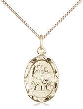 14KT GOLD FILLED ST RAPHAEL PENDANT WITH CHAIN - 3/4" x 3/8"