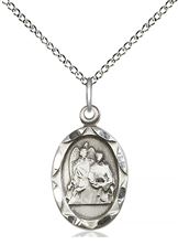 STERLING SILVER ST RAPHAEL PENDANT WITH CHAIN - 3/4" x 3/8"