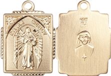 14KT GOLD DIVINE MERCY MEDAL - 5/8" x 1/2"