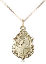14KT GOLD FILLED ST KATHARINE DREXEL PENDANT WITH CHAIN - 3/4" x 1/2"