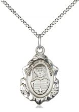 STERLING SILVER MARIA FAUSTINA PENDANT WITH CHAIN - 3/4" x 1/2"