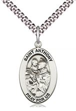 STERLING SILVER ST ANTHONY OF PADUA PENDANT WITH CHAIN - 1" x 5/8"