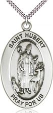 STERLING SILVER ST HUBERT OF LIEGE PENDANT WITH CHAIN - 1" x 5/8"