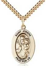 14KT GOLD FILLED ST JOSEPH PENDANT WITH CHAIN - 1" x 5/8"