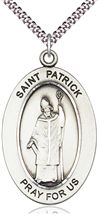 STERLING SILVER ST PATRICK PENDANT WITH CHAIN - 1" x 5/8"
