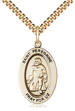14KT GOLD FILLED ST PEREGRINE PENDANT WITH CHAIN - 1" x 5/8"