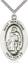 STERLING SILVER ST PEREGRINE PENDANT WITH CHAIN - 1" x 5/8"