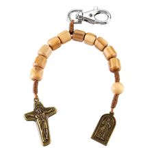 DIVINE MERCY ONE DECADE OLIVE WOOD ROSARY WITH CLIP