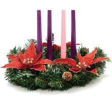 PINE ADVENT WREATH WITH RED POINSETTIAS