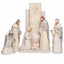 IVORY AND GREY 7-PIECE NATIVITY SET