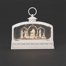 LIGHTED SWIRLING GLITTER NATIVITY LANTERN