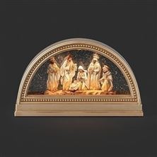 GOLDEN ARCH LIGHTED NATIVITY WITH SWIRLING GLITTER