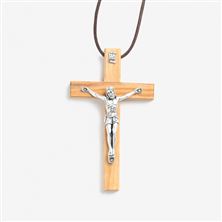 OLIVE WOOD CRUCIFIX - 4" WITH CORD