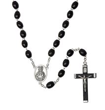 BLACK WOOD ROSARY-SACRED HEART OF JESUS