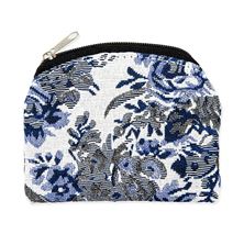 TAPESTRY ROSARY POUCH BLUE AND WHITE