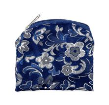 TAPESTRY ROSARY POUCH BLUE AND SILVER