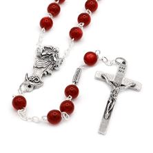 OUR LADY UNDOER OF KNOTS ROSARY - RED LUCITE BEADS