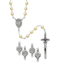 GLASS PEARL ROSARY WITH BASILICA OUR FATHER BEADS