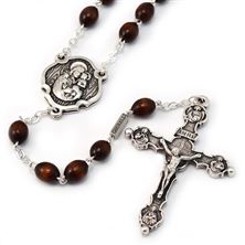 ST. JOSEPH WOOD BEAD ROSARY