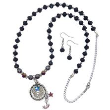 HEMATITE and CRYSTAL OUR FATHER   PRAYER - NECKLACE (26") and EARRING SET (AQUINAS)
