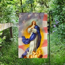 IMMACULATE CONCEPTION/AMERICAN FLAG GARDEN FLAG